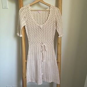 Vintage Betsey Johnson Cream crochet dress